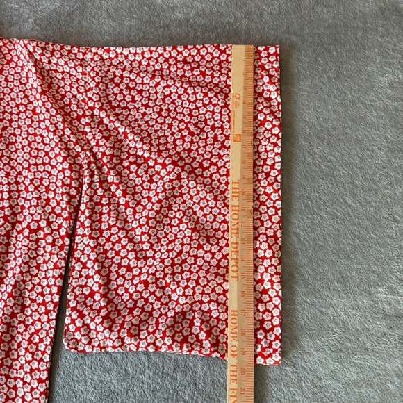 Vintage Japanese Silk Kimono Robe Red Floral Komon Full Length Boho Cottagecore - Picture 7 of 9